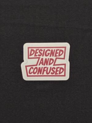 Red Designed & Confused Sticker