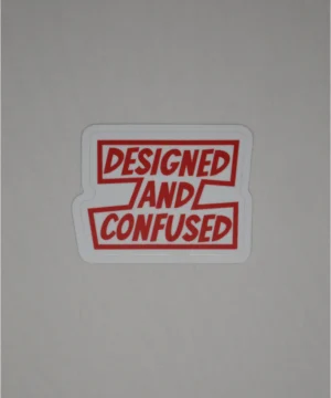 Red Designed & Confused Sticker
