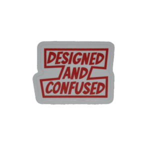 Red Designed & Confused Sticker